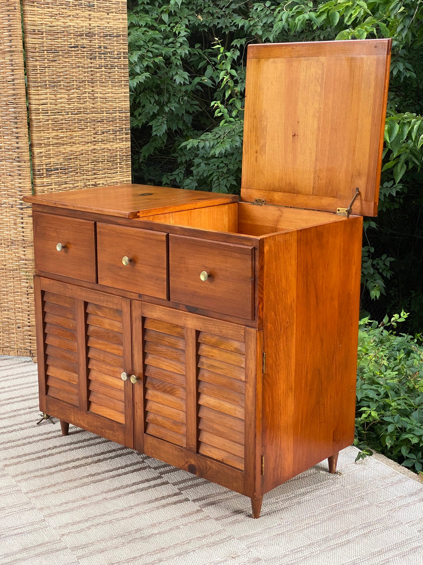 Vintage MCM Pine Bar Cabinet