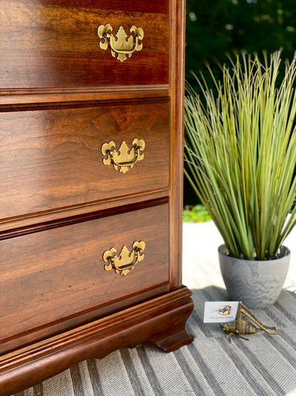 Vintage Wooden 6 Drawer Highboy Dresser