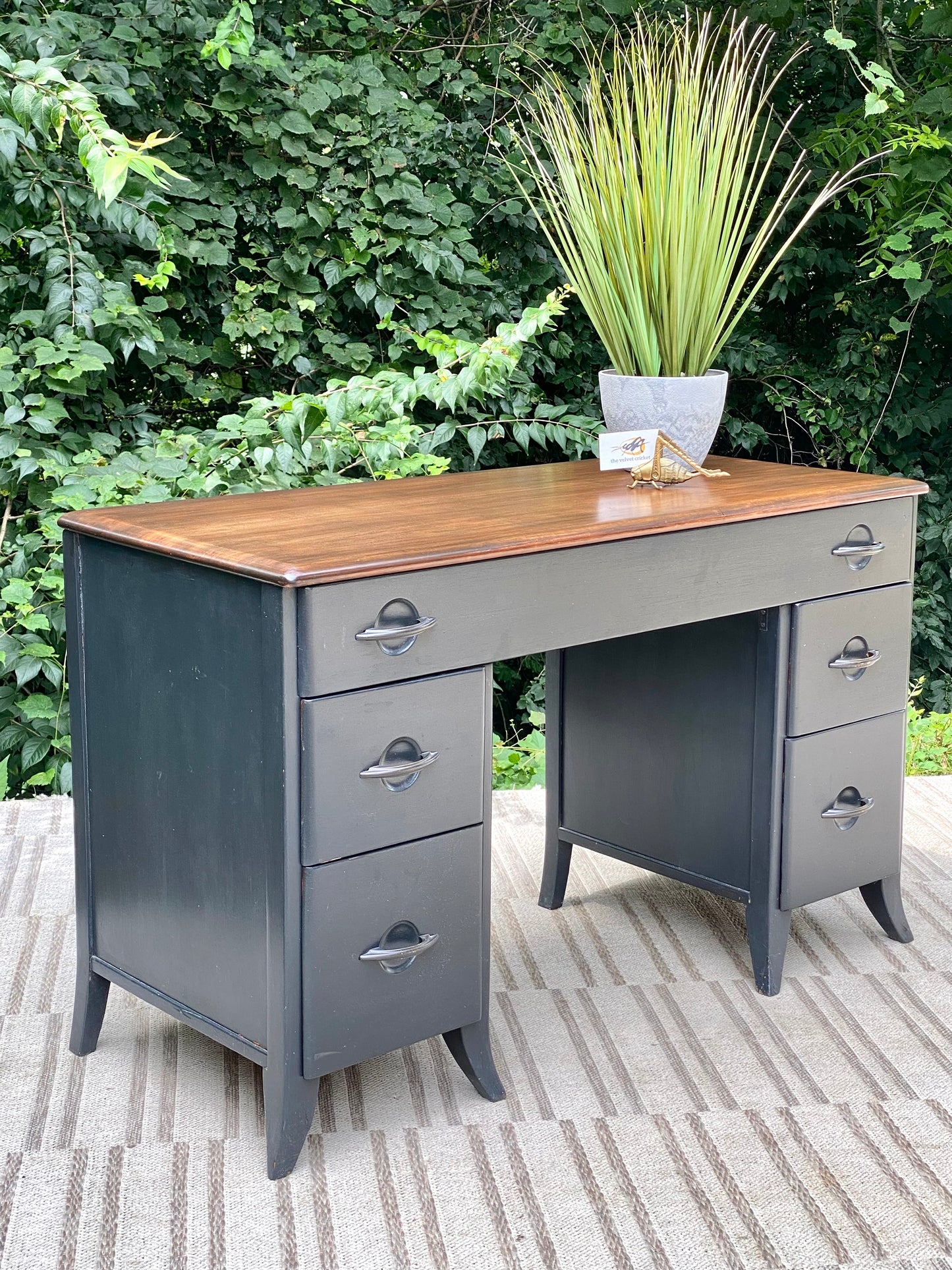 Vintage Virginia House Painted 5 Drawer Desk