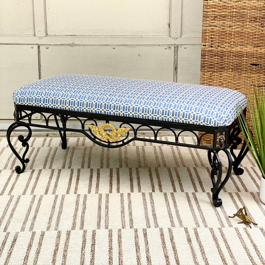 Gorgeous Modern Upholstered Iron Bench