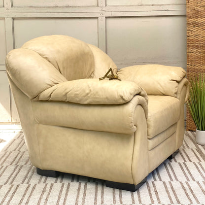 Modern Plush Leather Chair & Ottoman