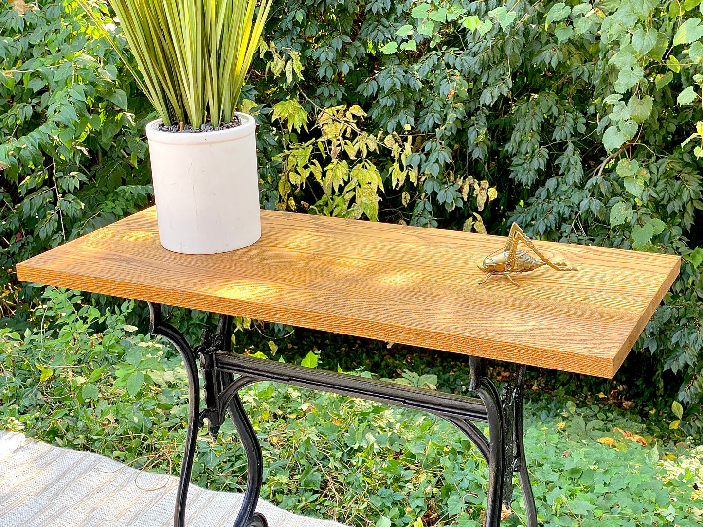 Solid Wood & Cast Iron Hallway Table