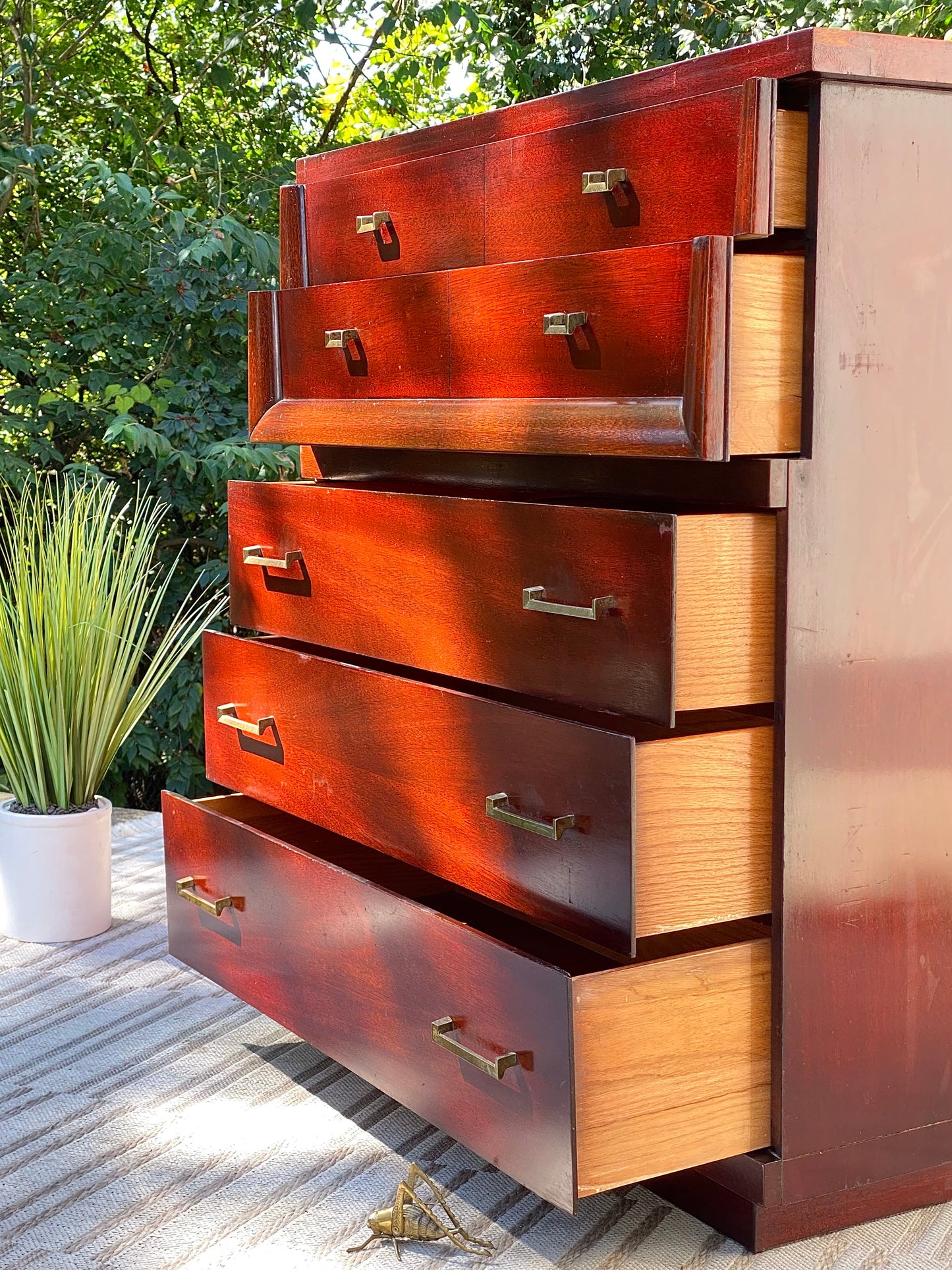Vintage MCM 5 Drawer Wooden Dresser