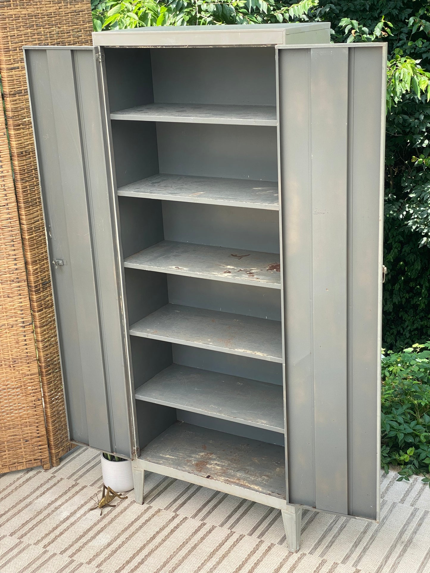 Vintage Light Grey Metal Cabinet