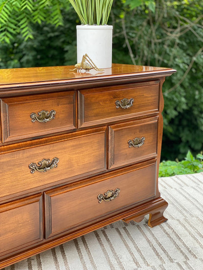 Vintage Wooden Lowboy 8 Drawer Dresser