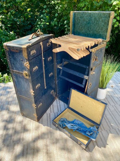 Vintage Mendel Brucker Wardrobe Steamer Trunk Chest