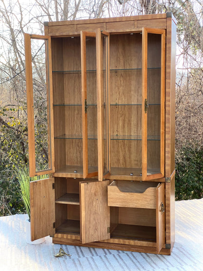 Vintage Drexel Wooden Lighted Hutch