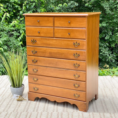 Vintage Maple 4 Drawer Highboy Dresser