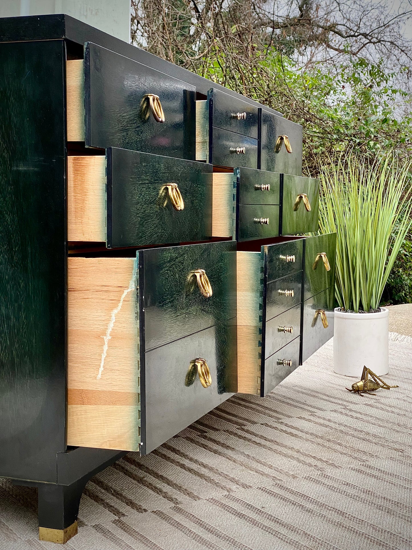 Vintage MCM Green Bassett 6 Drawer Dresser