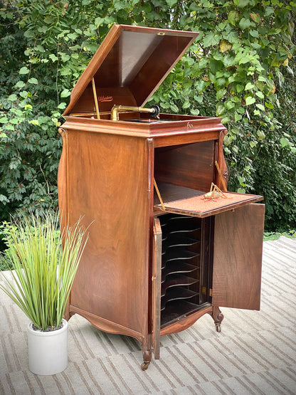 Vintage Silver Tone Victrola Phonograph Floor Model