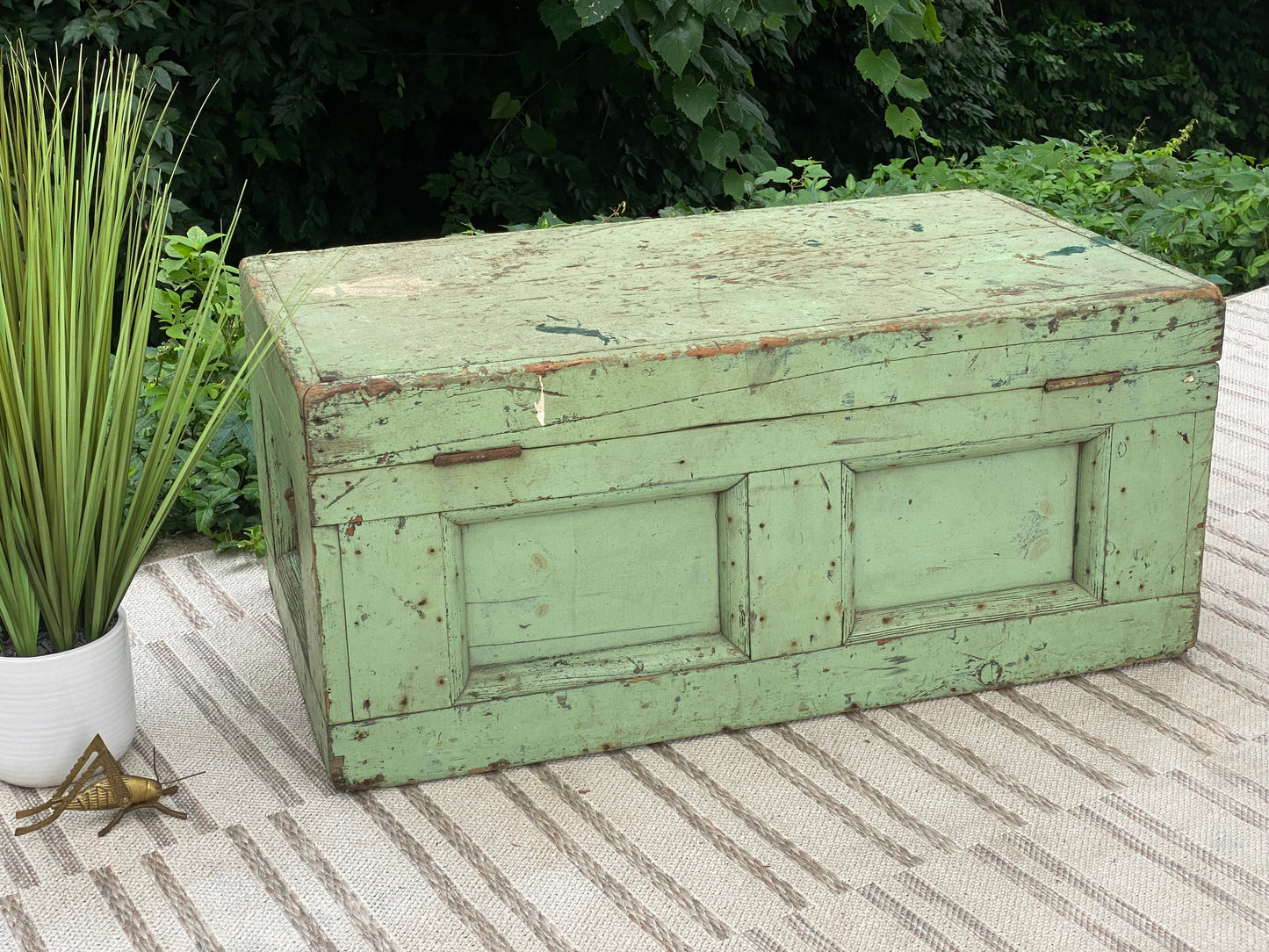 Antique Green Rustic Trunk