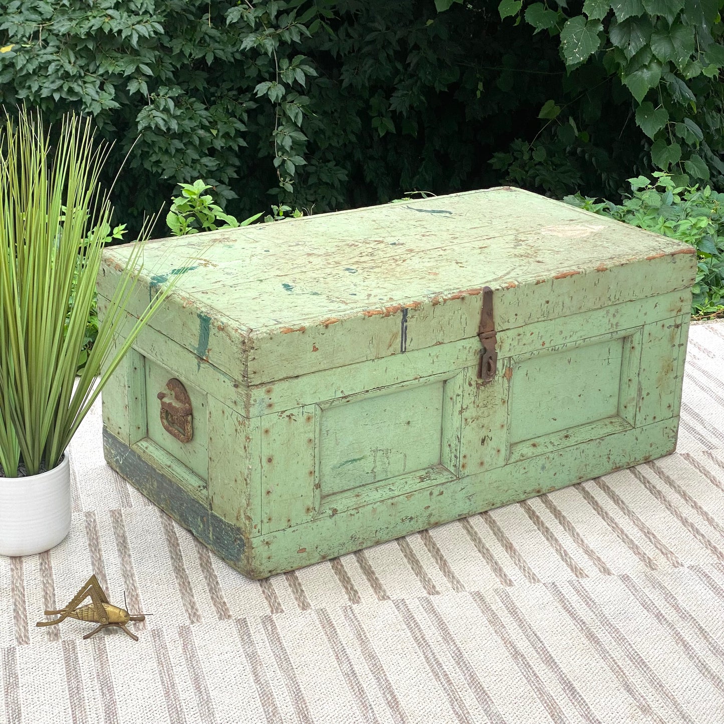 Antique Green Rustic Trunk