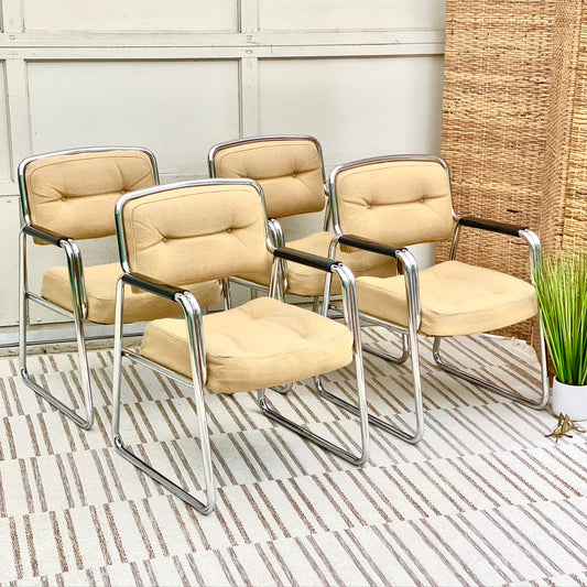 Retro Chrome Tubular Set of 4 Chairs