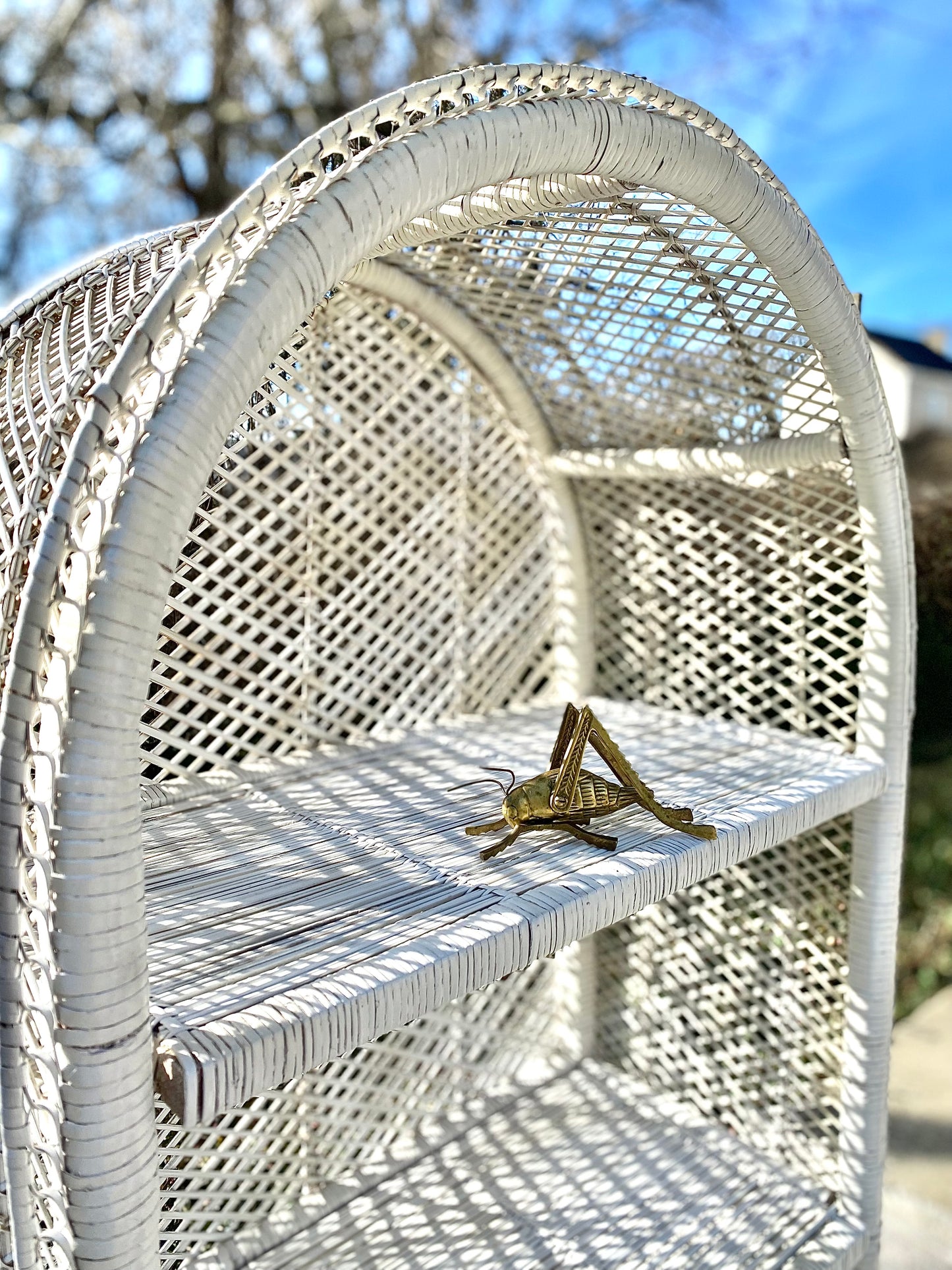 Vintage White Wicker Shelf