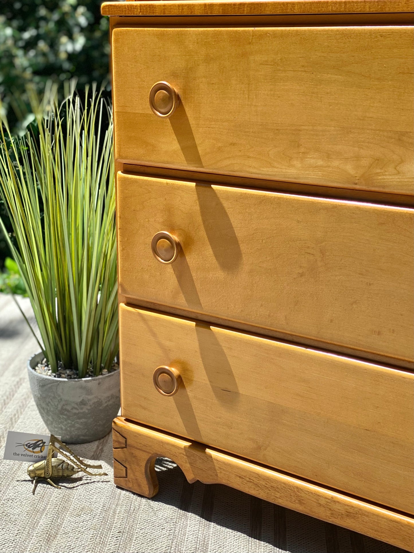 Vintage Thomasville Solid Maple Highboy 5 Drawer Dresser