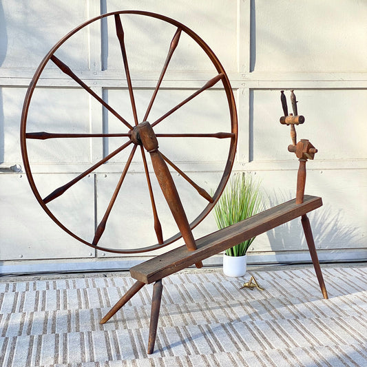 Large Antique Spinning Wheel