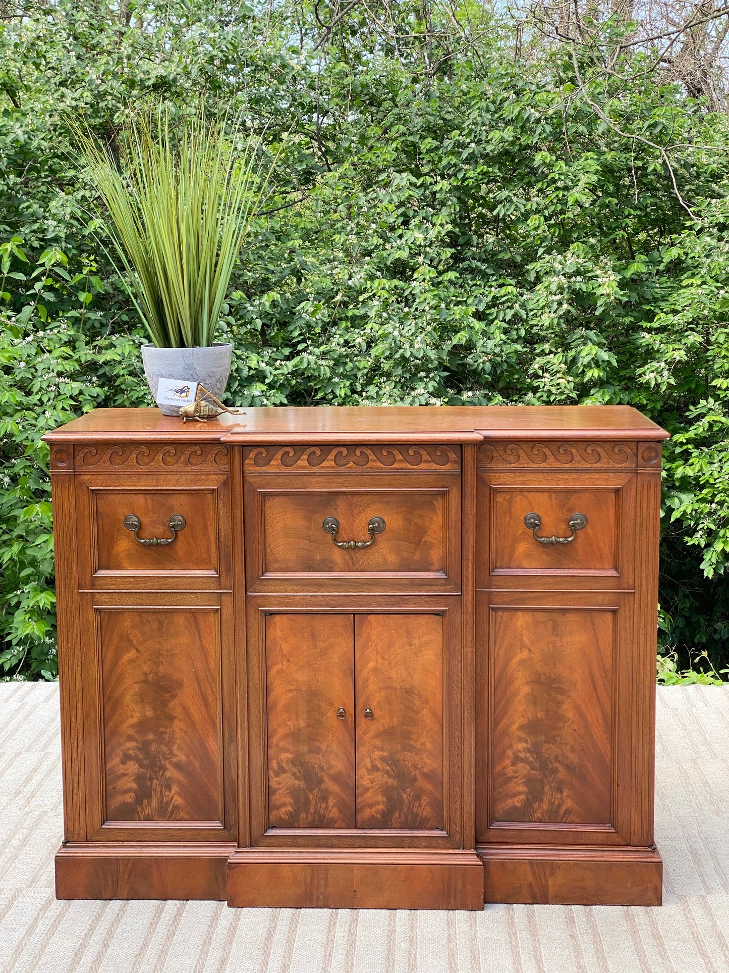 Vintage Windsor Walnut Credenza Cabinet by Drexel