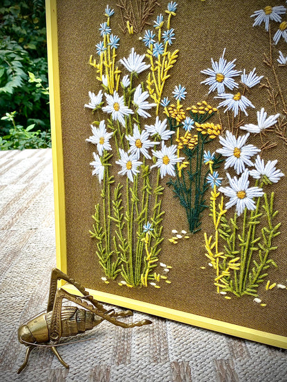 Vintage Mid Century Wood Framed Needle Point Art