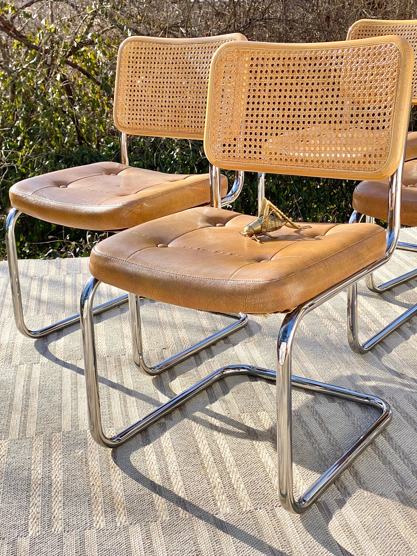 Set of 4 Vintage Chromcraft Cesca Rattan Chairs