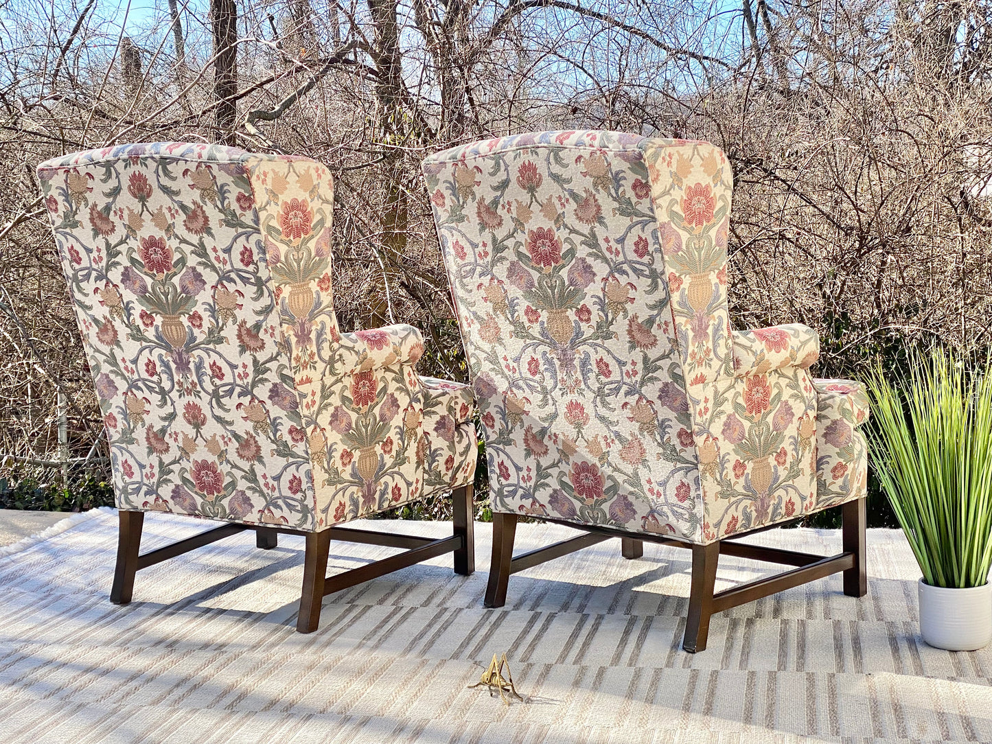 Pair of Designer Upholstered Wingback Accent Chairs