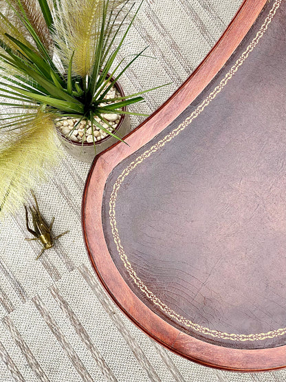 Vintage Walnut Federal Leather Top Kidney Table