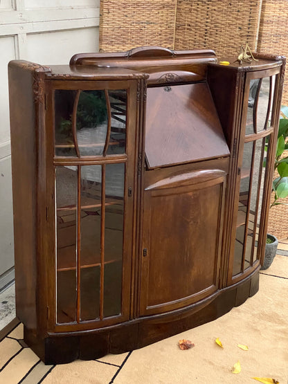 Antique TC Dunning Art Deco Secretary Display Bookcase