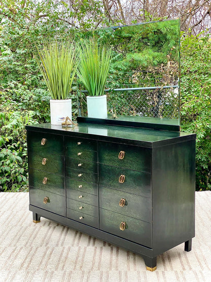 Vintage MCM Green Bassett 6 Drawer Dresser