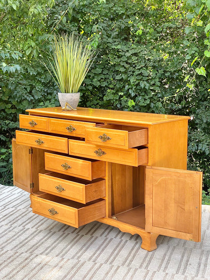 Vintage Solid Maple Buffet Sideboard Server