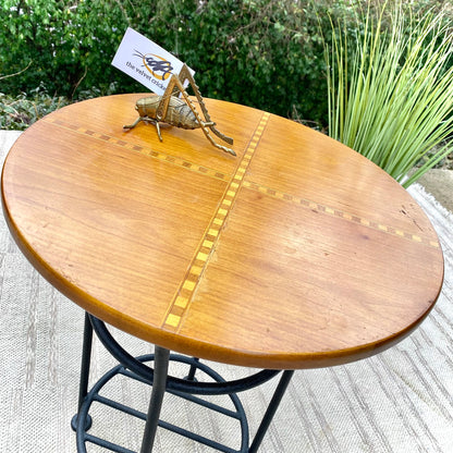Small Wood & Metal Side Table Plant Stand
