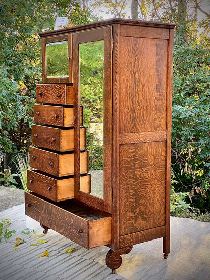 Vintage Arts & Crafts Tiger Oak Cabinet