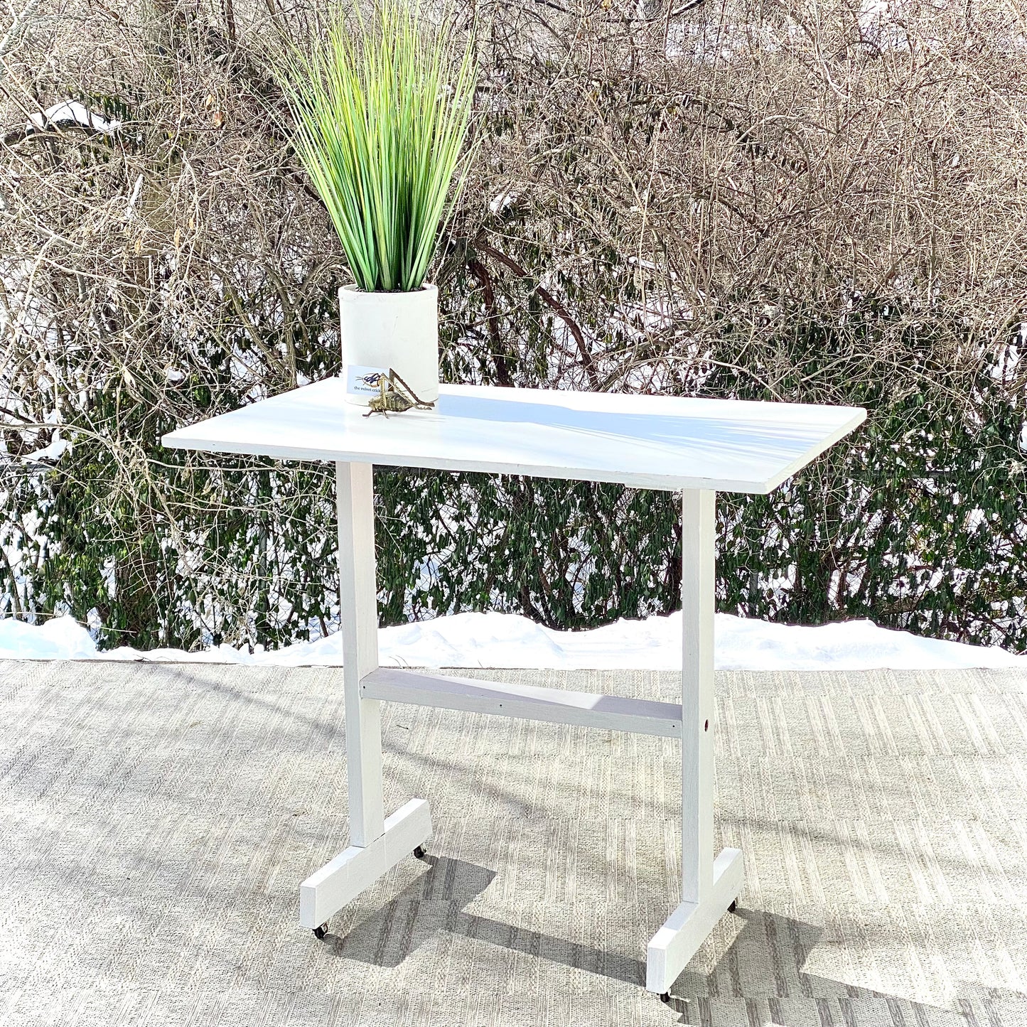 Vintage Wooden Garden Stand on Wheels