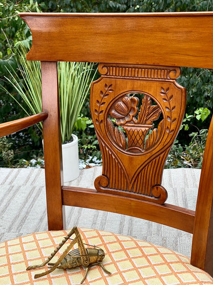 Vintage Upholstered Wooden Accent Chair