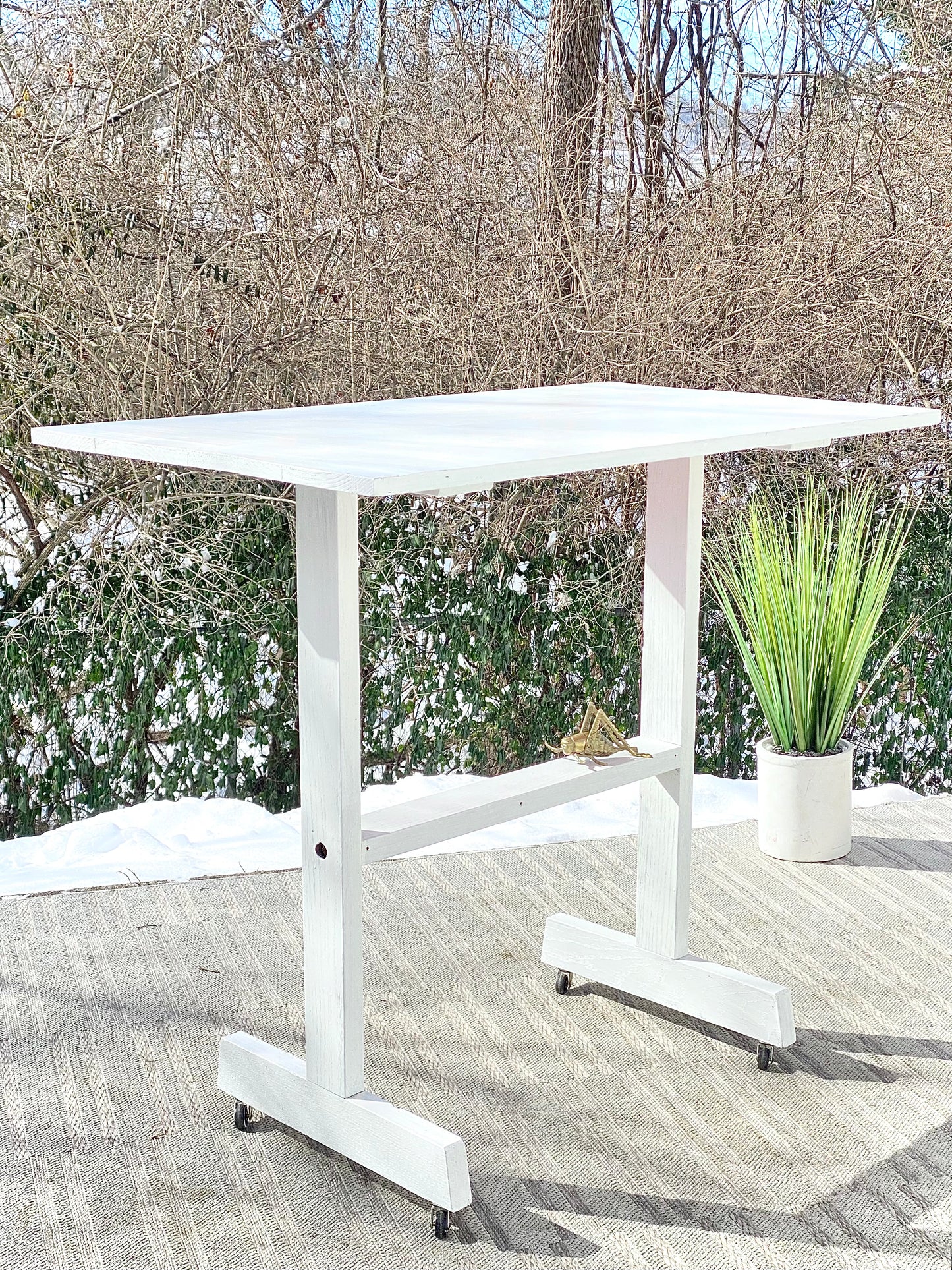 Vintage Wooden Garden Stand on Wheels