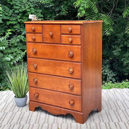 Vintage Atlas Solid Wood 9 Drawer Highboy Dresser