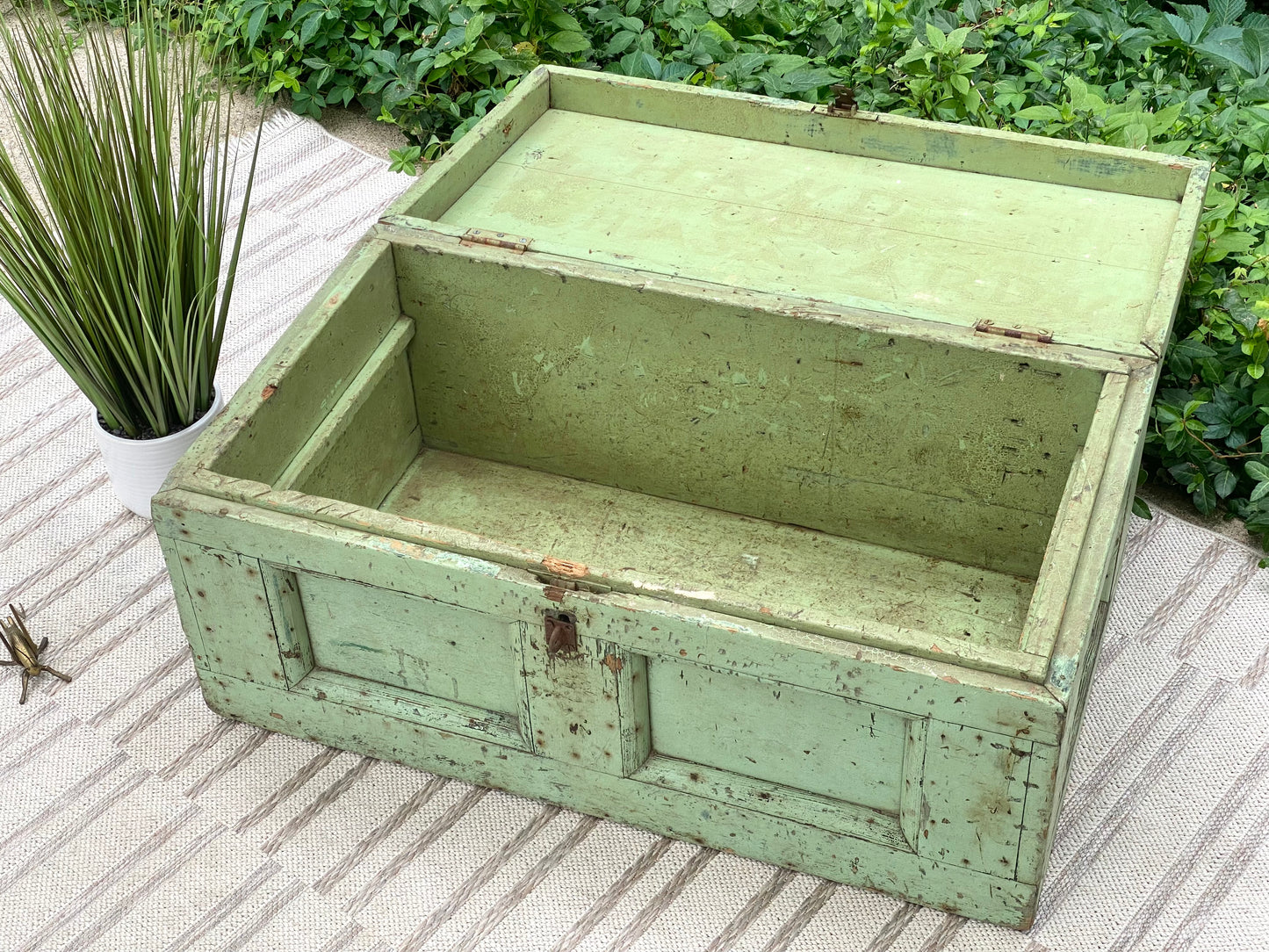 Antique Green Rustic Trunk