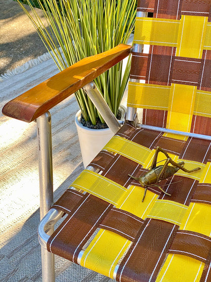Pair of Vintage Aluminum Mesh Folding Lawn Chairs