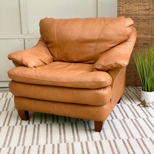 Plush Tan Leather Armchair