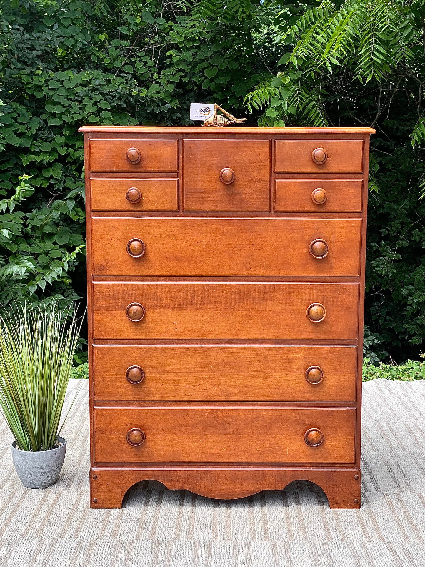Vintage Atlas Solid Wood 9 Drawer Highboy Dresser