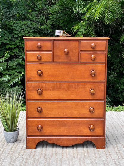 Vintage Atlas Solid Wood 9 Drawer Highboy Dresser