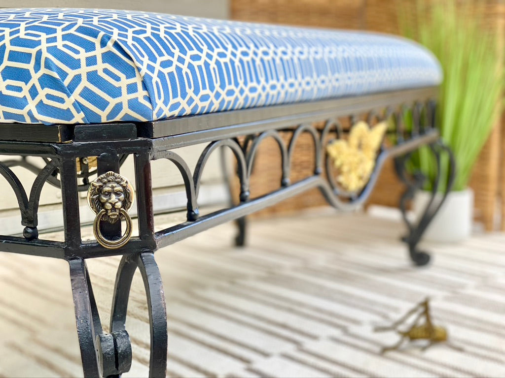 Gorgeous Modern Upholstered Iron Bench