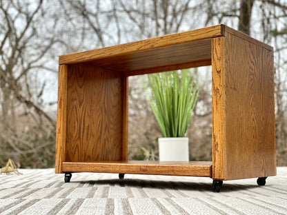 Vintage MCM Wooden Rolling Stand Side Table