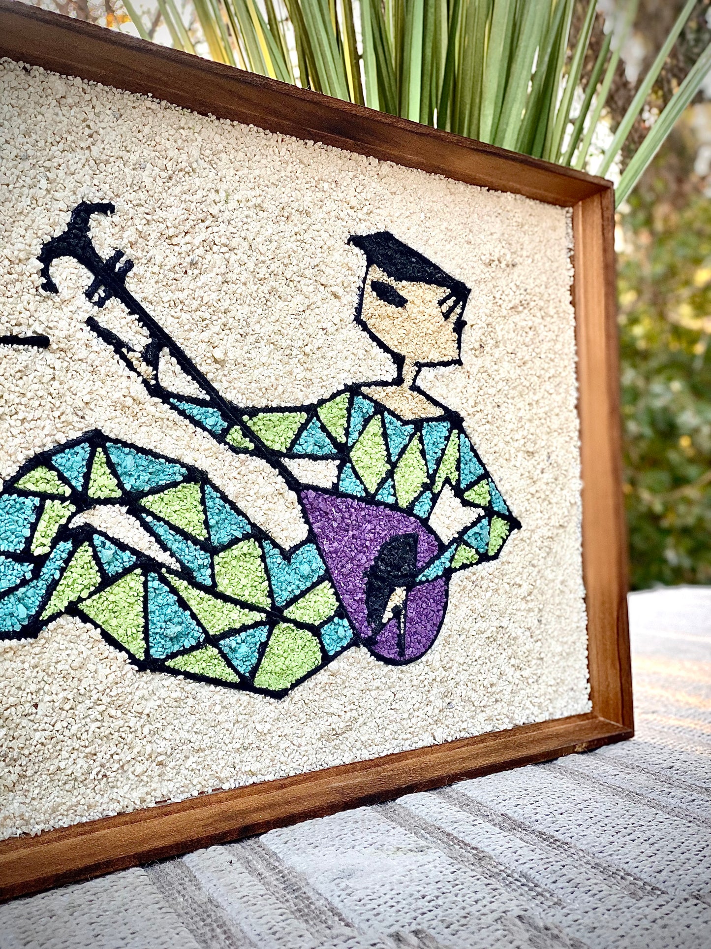 Vintage Mid Century Harlequin Gravel Art Wall Hanging