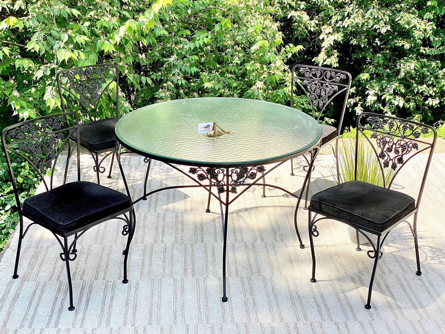 Vintage Woodard Grapevine Glass Top Patio Set