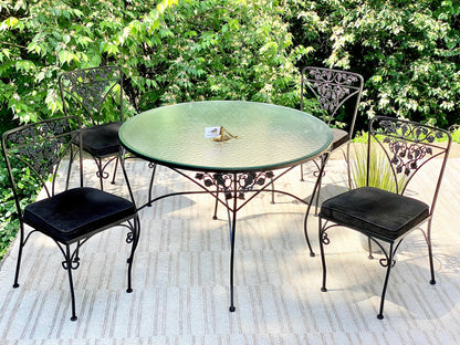 Vintage Woodard Grapevine Glass Top Patio Set