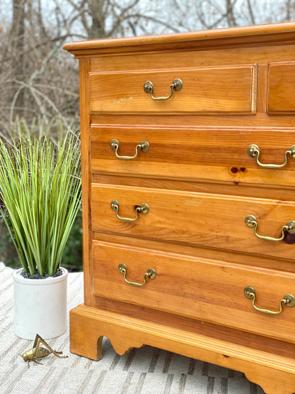 Nice Solid Pine 9 Drawer Lowboy Dresser