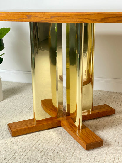Dining Room Table Gold Cross Bases with Leaf