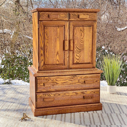 Vintage Oak Highboy Dresser