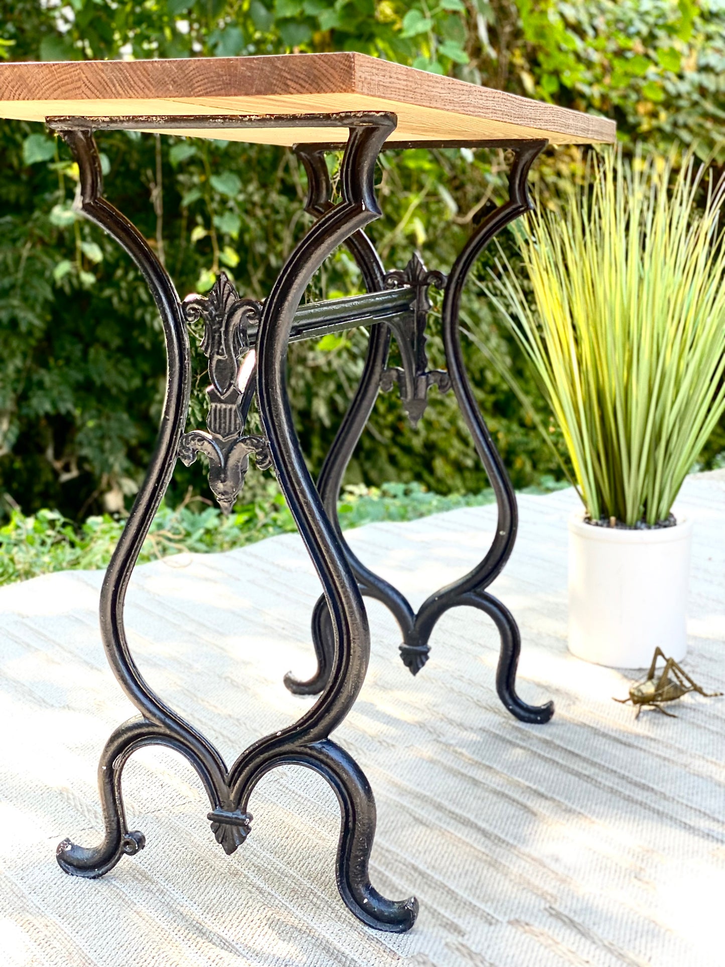 Solid Wood & Cast Iron Hallway Table