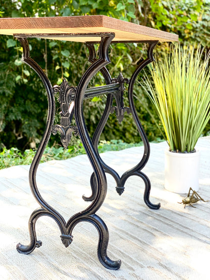 Solid Wood & Cast Iron Hallway Table