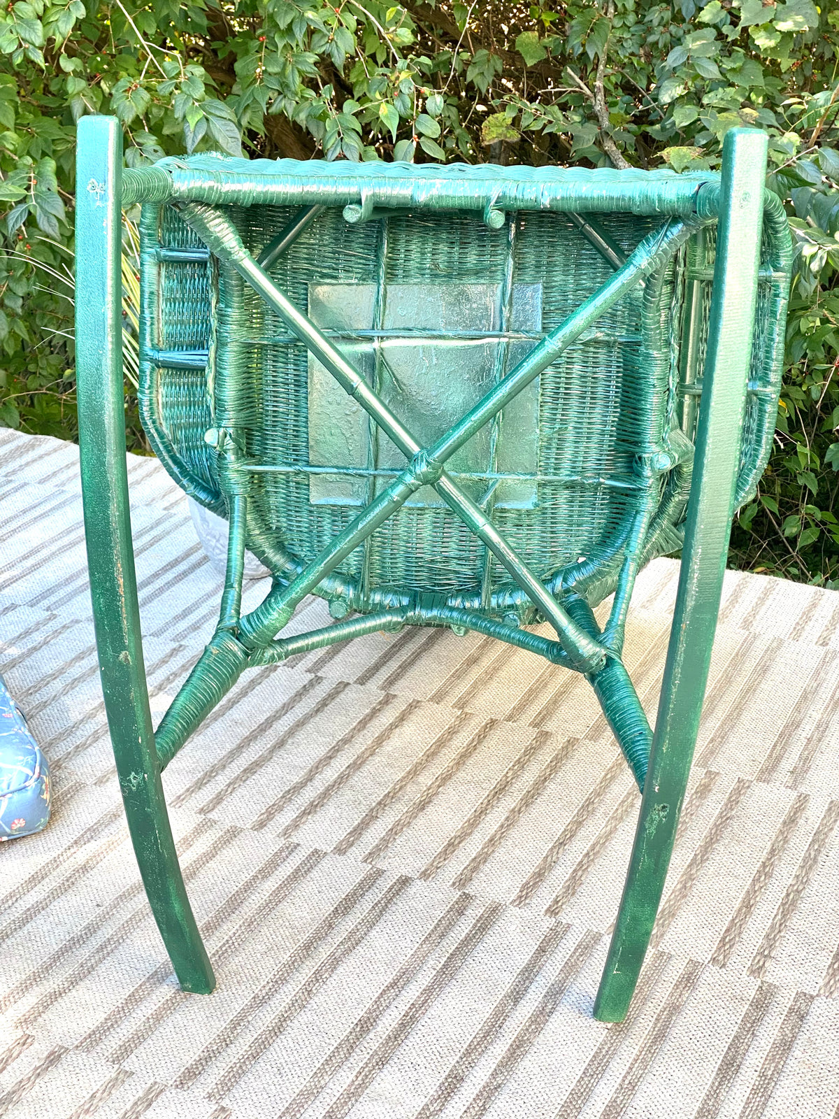 Vintage Peacock Fanback Wicker Rocking Chair